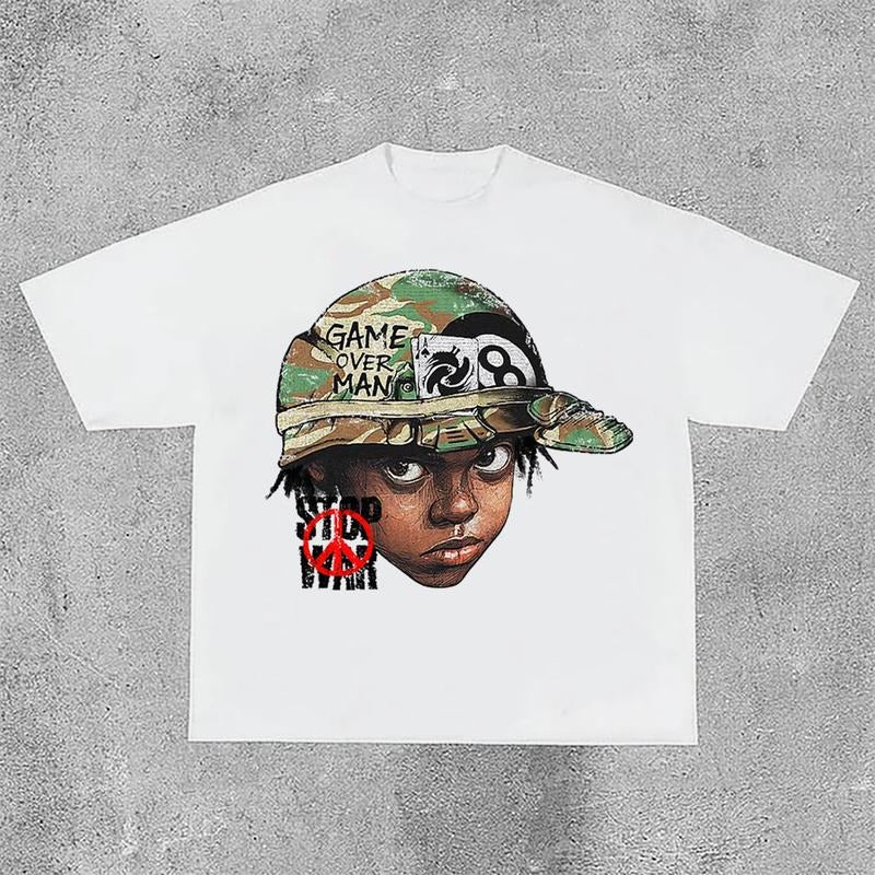 Sopula Flame Boy Stop War Graphic Print Casual Cotton T-Shirt Hoodie, Sweatshirt | HypeCrazeTee.com