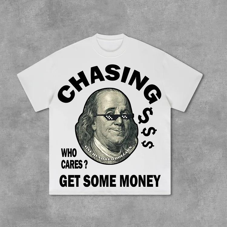 Sopula Vintage Design Chasing Money Graphic Print Cotton T-Shirt Hoodie, Sweatshirt | HypeCrazeTee.com
