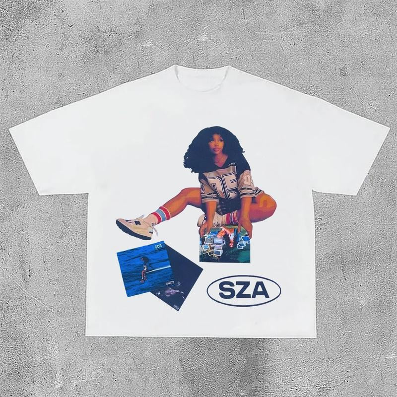Sopula Vintage SZA SOS Graphic  Cotton Short Sleeve T-Shirt Hoodie, Sweatshirt | HypeCrazeTee.com