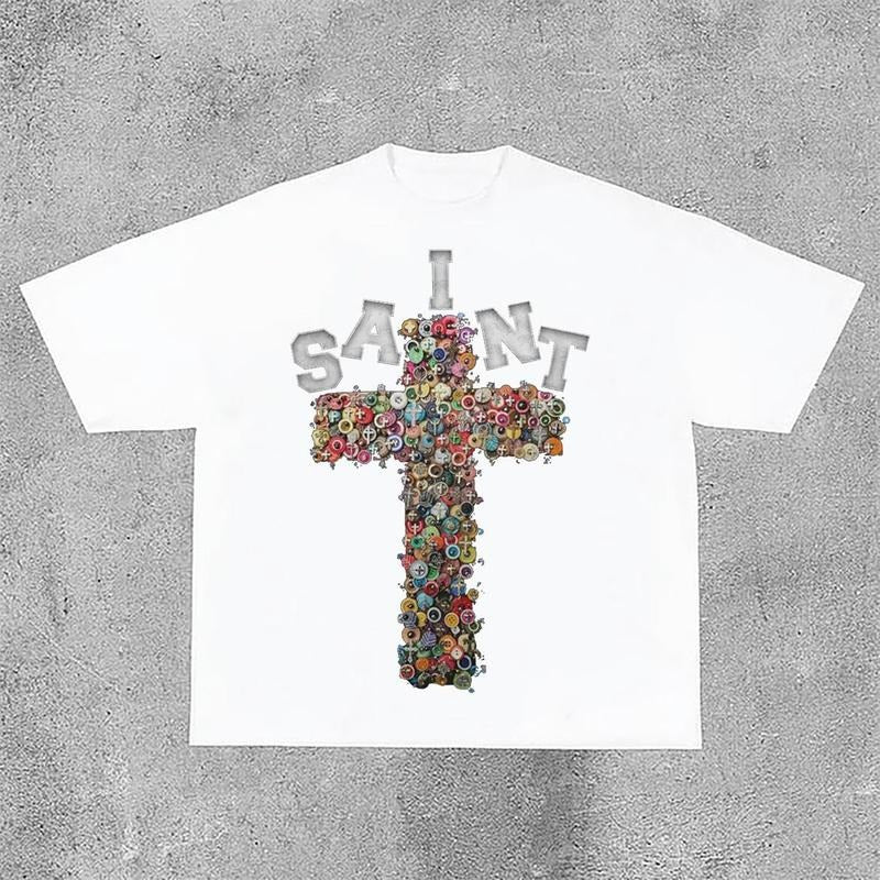 Sopula Vintage Saint Cross Graphics Printed Cotton T-Shirt Hoodie, Sweatshirt | HypeCrazeTee.com