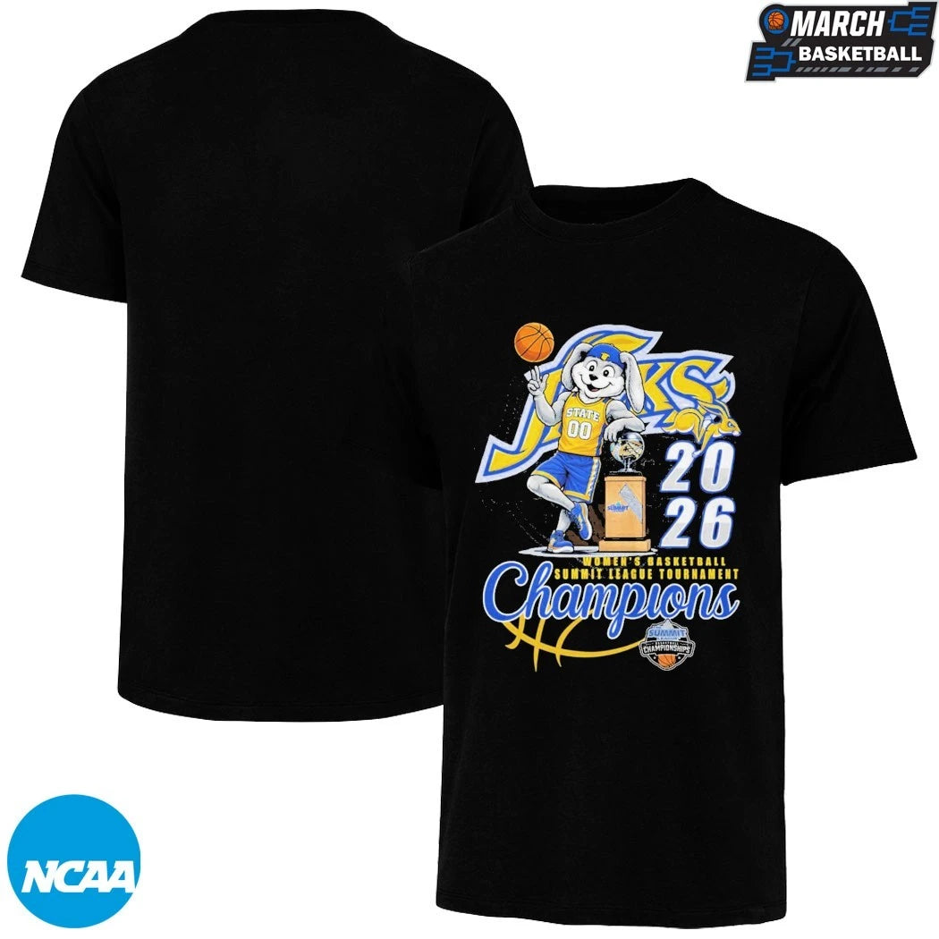 South Dakota State Jackrabbits Women’s Basketball 2026 Summit League Tournament Champions Mascot Trophy T-Shirts