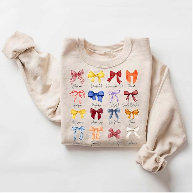 Southeastern Conference Graphic Sweatshirt, Coquette Bow Football Sweatshirt, Coquette Bow SEC Sweatshirt, Southeastern...