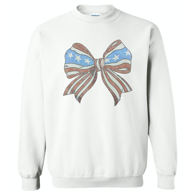 Spangled Patriotic Bow Sweatshirt T-Shirts, Hoodie | HypeCrazeTee.com