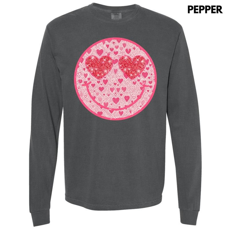 Sparkle Heart Happy Face Long Sleeve Comfort Colors T-Shirt 'NLB' Hoodie, Sweatshirt | HypeCrazeTee.com