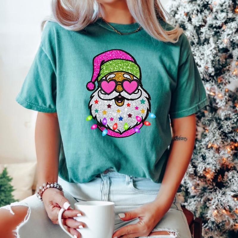 Sparkly Santa tshirt Hoodie, Sweatshirt | HypeCrazeTee.com