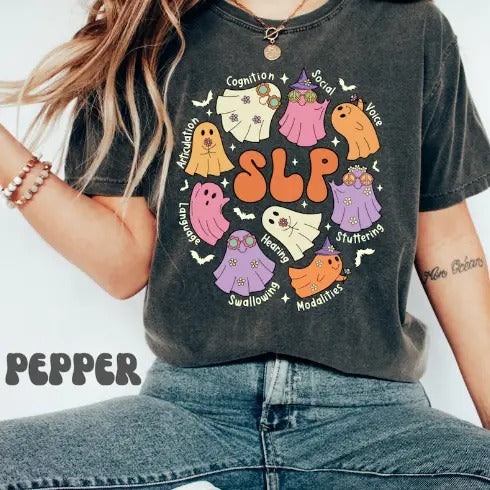 Speech Therapy Shirt, SLP Ghost Shirt, Speech Therapy Halloween Shirt, Slp Halloween Shirt, Spooky Slp, Slp Fall Shirt,...