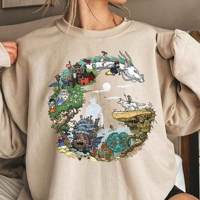 Spirited Away Studio Ghibli Sweatshirt, Hayao Miyazaki, Ghibli Totoro Shirt Gift, Ghibli No Face Shirt, Howl's Moving...