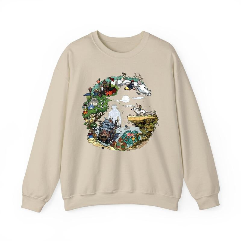 Spirited Away Studio Ghibli Sweatshirt, Hayao Miyazaki, Studio Ghibli Totoro Shirt, Ghibli No Face Shirt, Howl's Moving...