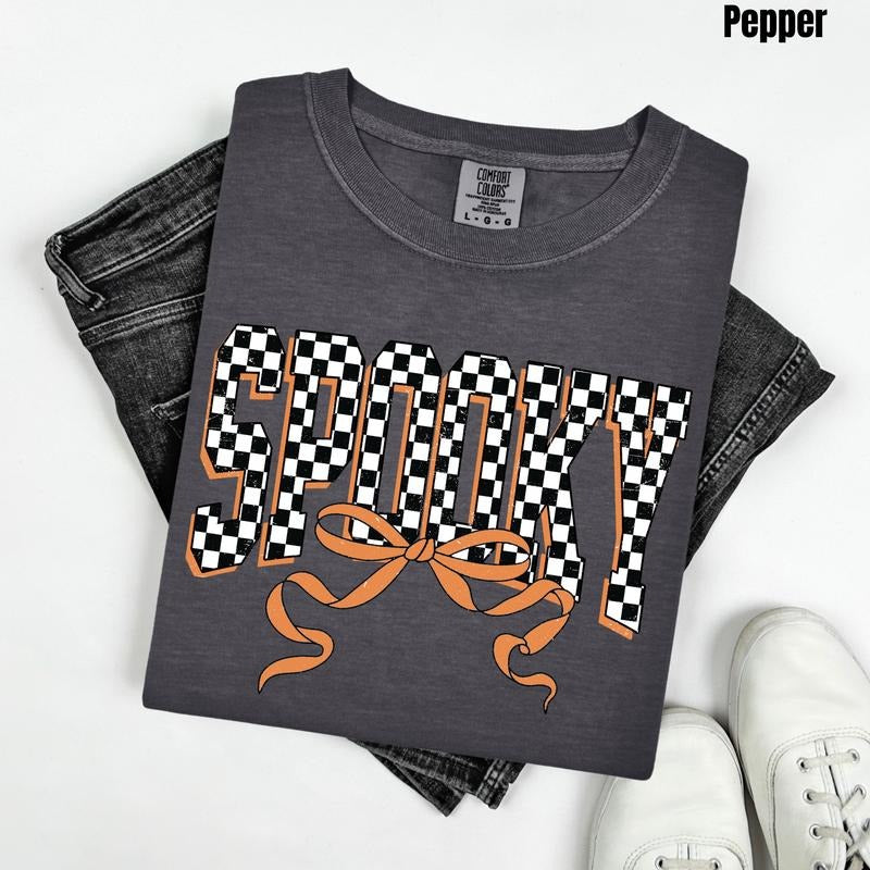 Spooky Black Checkered Comfort Colors T-Shirt 'NLB' Hoodie, Sweatshirt | HypeCrazeTee.com