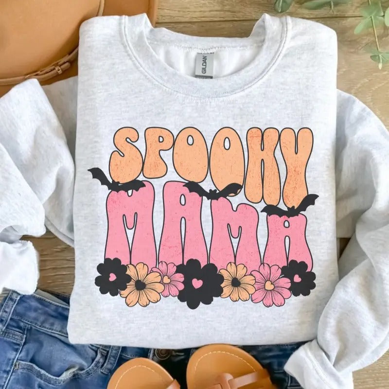 Spooky Mama Bats Ash Grey Halloween T-Shirts, Hoodie, Sweatshirt