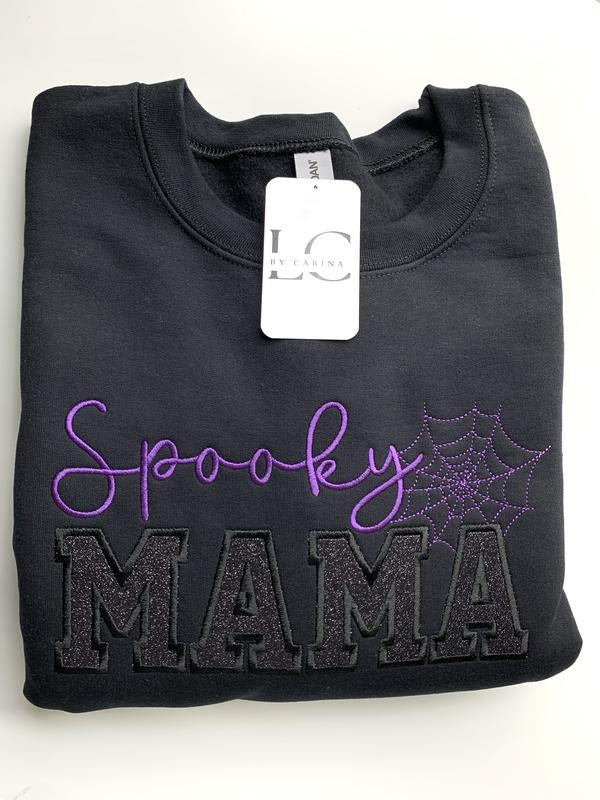 Spooky Mama Embroidered Sweatshirt | Halloween Mom Shirt | Cozy Fall Sweatshirt | Spooky Season Apparel | Fun Mom Gift |...