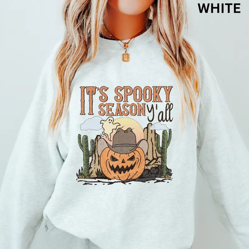 Spooky Season Crewneck, It's Spooky Season Yall Sweatshirt, Oversized Halloween Graphic Crewneck, Cotton Pullover Spooky...