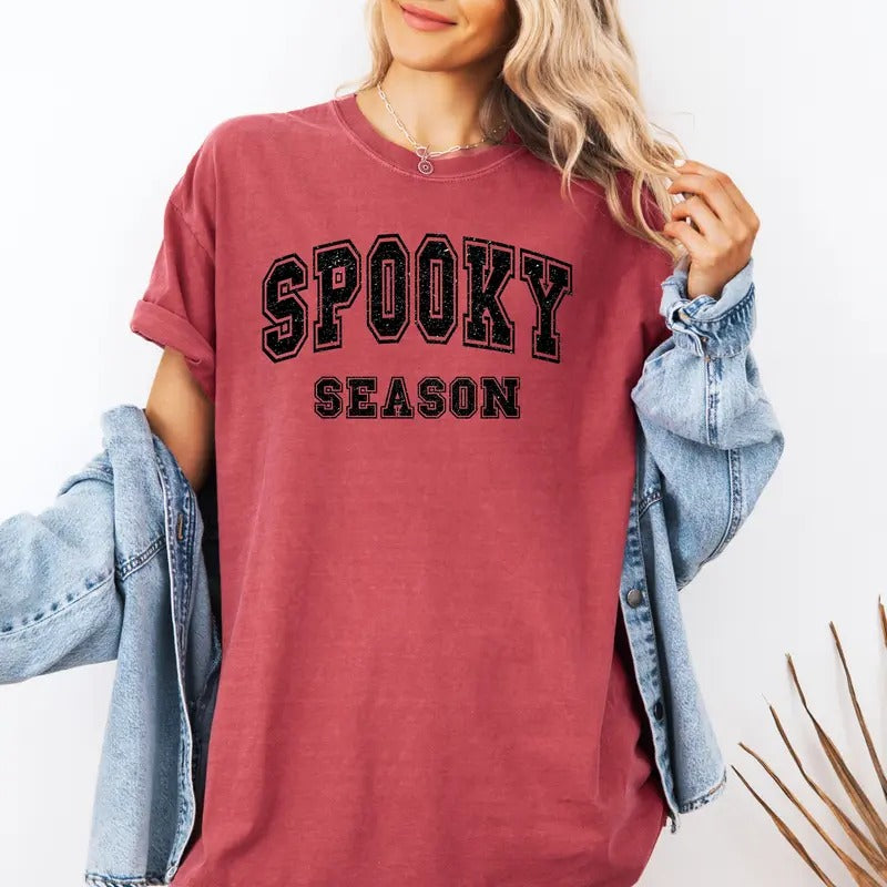 Spooky Season Distressed Print Custom colors tee shirt Casual Hoodie, Sweatshirt | HypeCrazeTee.com