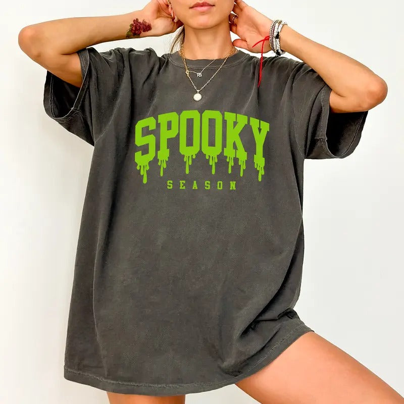 Spooky Season Shirt, Halloween Horror Tee, Pumpkin Season Graphic Printed Shirt, Spooky Vibes Unisex Tee, Halloween...
