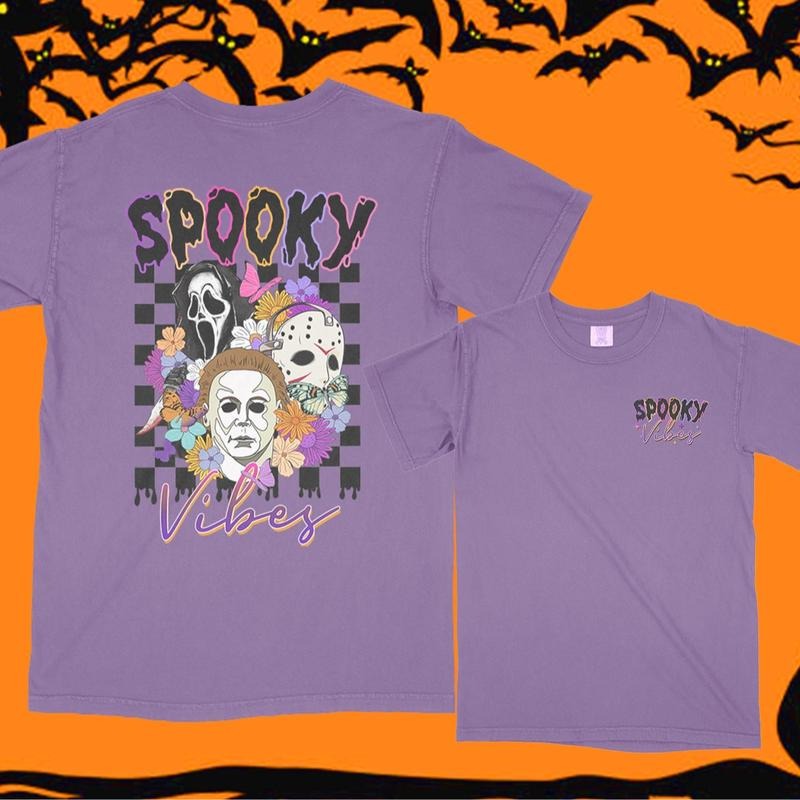 Spooky Vibes Halloween Comfort Colors Double Sided T Shirt Hoodie, Sweatshirt | HypeCrazeTee.com