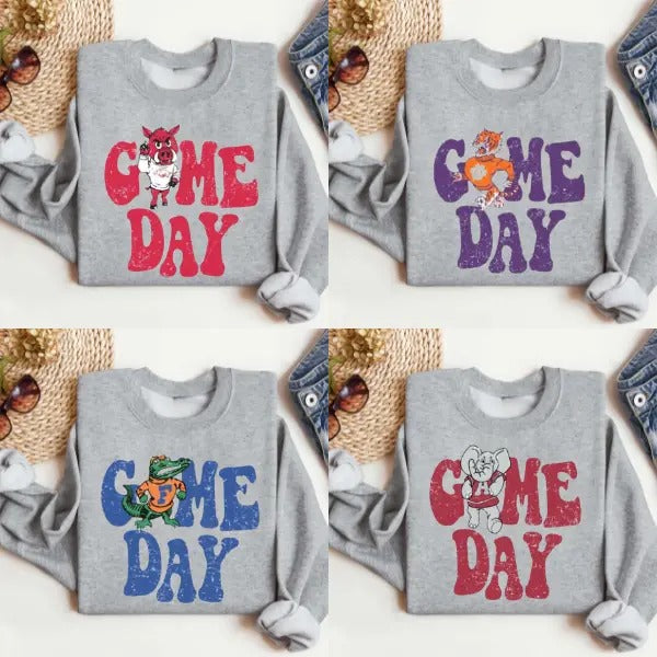 Sport Grey NCAA College Mascot Sweatshirt, Retro Game Day Crewneck T-Shirts, Hoodie | HypeCrazeTee.com