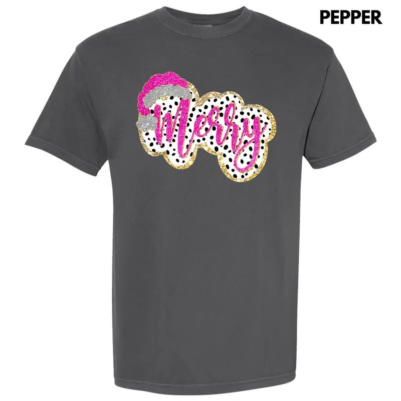 Spotted Faux Glitter MERRY Comfort Colors T-Shirt 'NLB' Hoodie, Sweatshirt | HypeCrazeTee.com