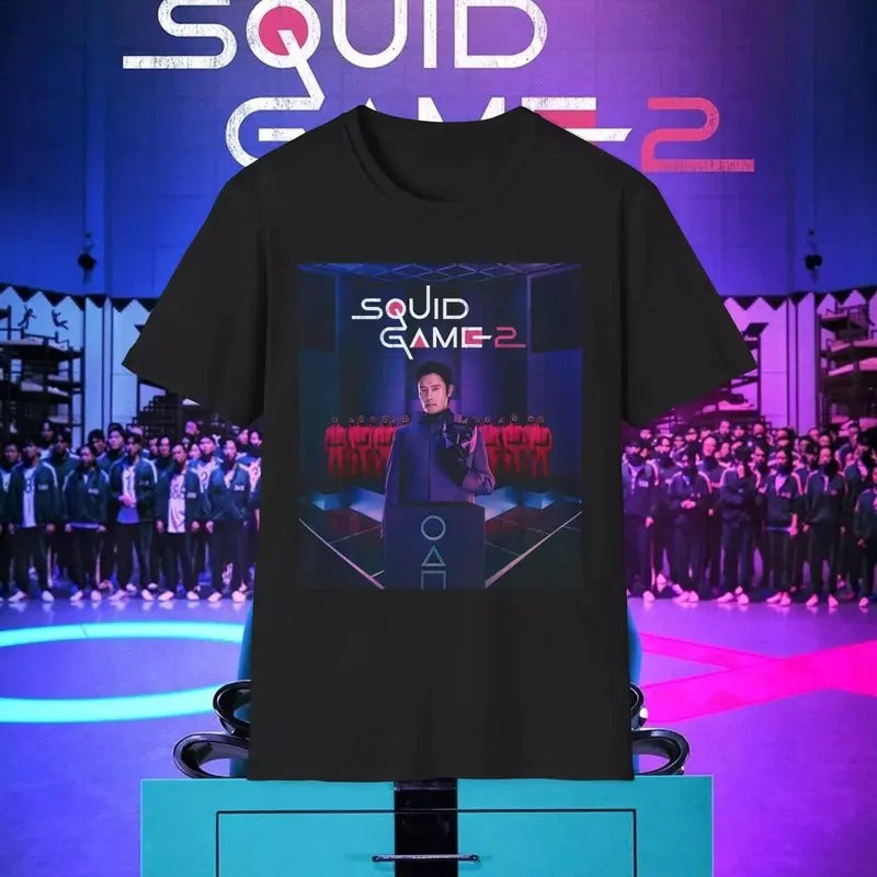 Squid Game 2 Front Man Unisex Softstyle T-Shirt Hoodie, Sweatshirt | HypeCrazeTee.com