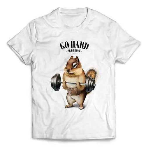 Squirrel Chipmunk Muscle Training and Weightlifting in Fitness Gym - Short-Sleeve Unisex T-Shirt Made in USA Hoodie,...