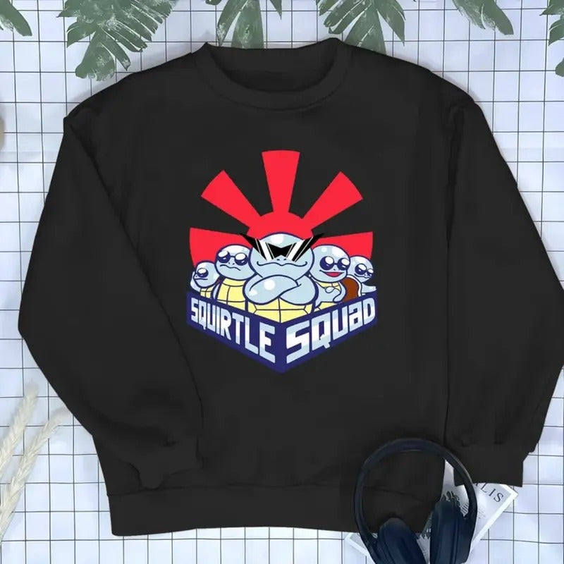 Squirtle Super Squad Sweatshirt Funny Shirt Tortoise Kawaii Shirt Anime Shirt, Halloween sweatshirt, Tshirt For Men, Men...