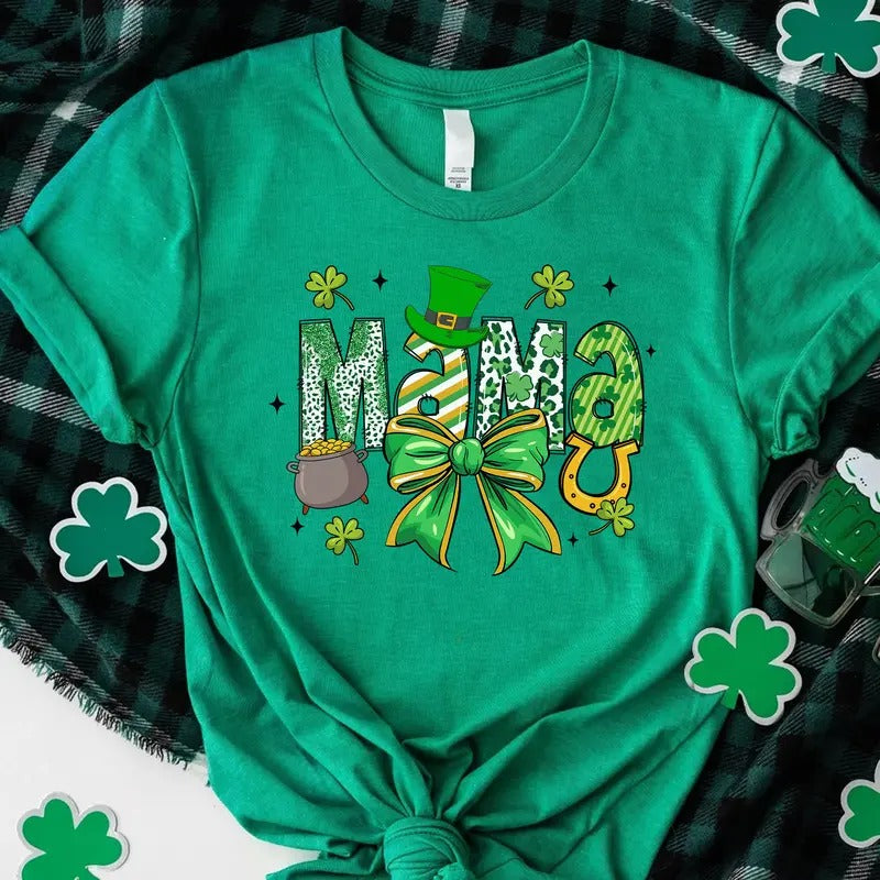 St. Patrick's Day Mama T-shirt, St Pattys Mom Shirt, Irish Mom Tee, Gift for Mom Hoodie, Sweatshirt | HypeCrazeTee.com