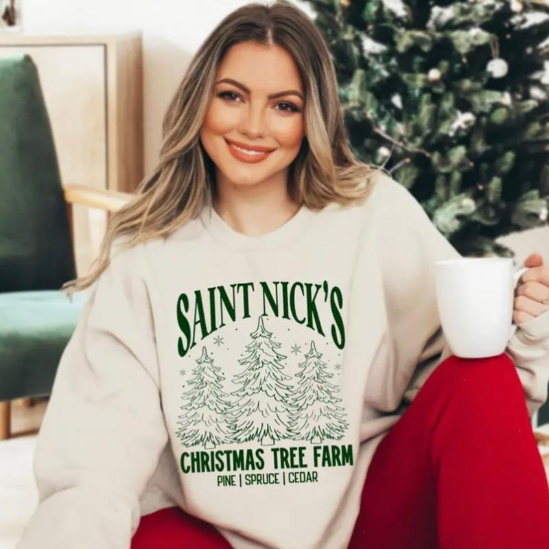 St Nicks Christmas Tree Farm Crewneck Sweatshirt T-Shirts, Hoodie | HypeCrazeTee.com