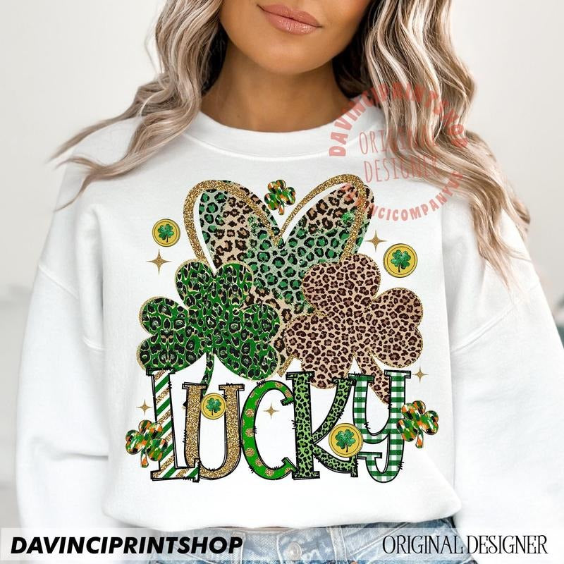 St Patrick Lucky Leopard Heart Lucky Saint Patrick Irish Day St Patrick Day Lucky Shamrock Patrick Gift Shirt Hoodie,...