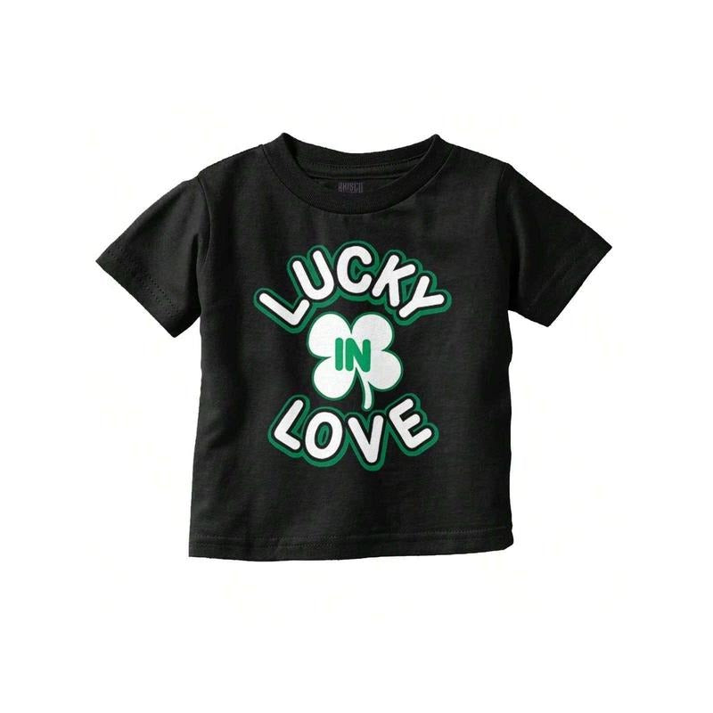St Patrick's Day Baby Toddler Graphic Tee Shirt Saint Paddy's Day Romance Lucky In Love Shamrock Four Leaf Clover Casual...