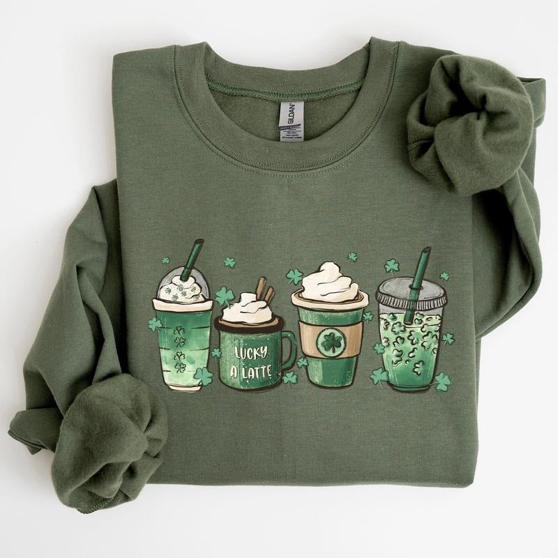 St Patrick's Day Coffee Drinks Sweatshirt T-Shirts, Hoodie | HypeCrazeTee.com