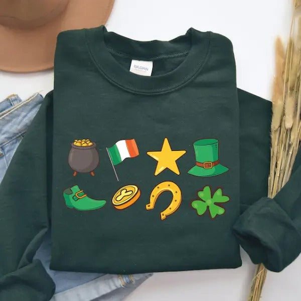 St Patrick's Day Lucky Charm Sweatshirt - Unisex Medium-Heavy Fabric, Loose Fit, Casual Style, 50% Cotton, 50% Polyester,...
