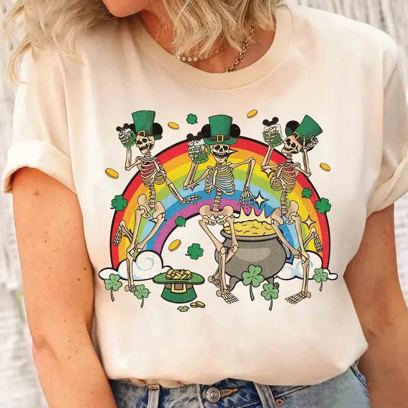 St Patrick's Day Party Dancing Skeleton, Ears Shirt, Funny Skeleton Happy Saint Patrick Tee, Family Vacation Hoodie,...