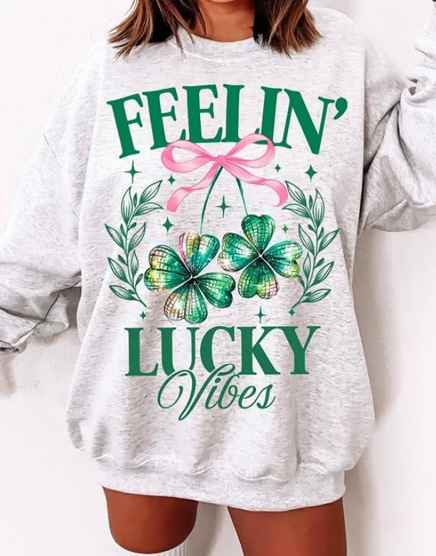 St Patrick's Day Sweatshirt, Preppy Clothes, Oversized Crewneck, Lucky Irish Sweatshirt, Women's Saint Patrick's Day...