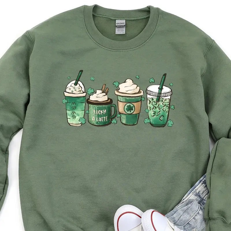 St Patricks Day Coffee Crewneck Sweatshirt, Hoodie, T-shirt | HypeCrazeTee.com