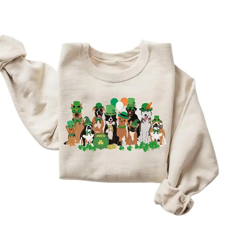 St Patricks Day Dogs Crewneck Sweatshirt, Hoodie, T-shirt, St. Patrick's Day Gifts | HypeCrazeTee.com