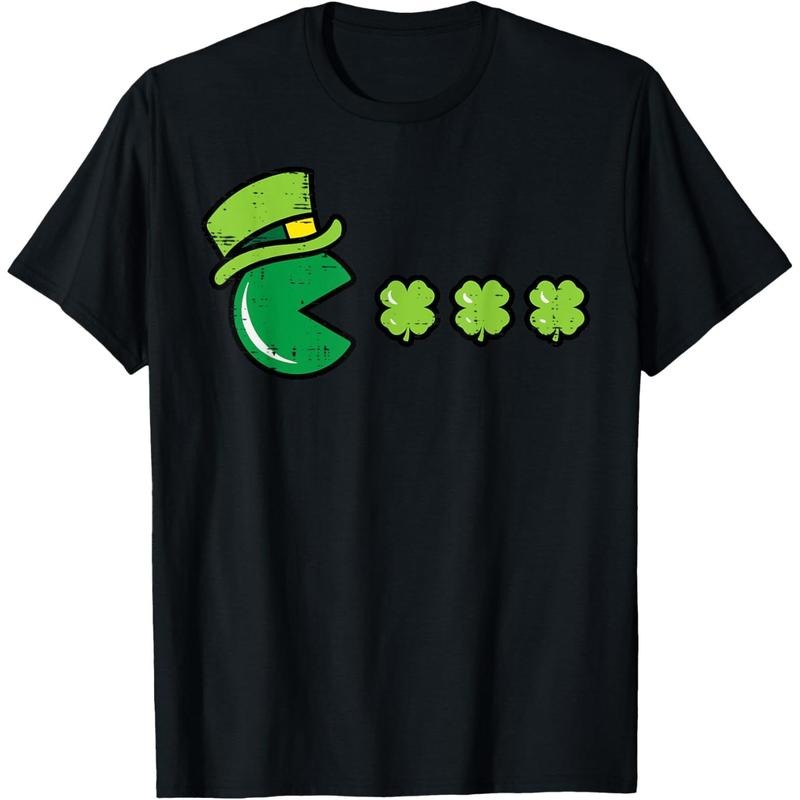 St Patricks Day Eating Shamrock Retro Gamer Men Boys Kids T-Shirt Hoodie, Sweatshirt | HypeCrazeTee.com