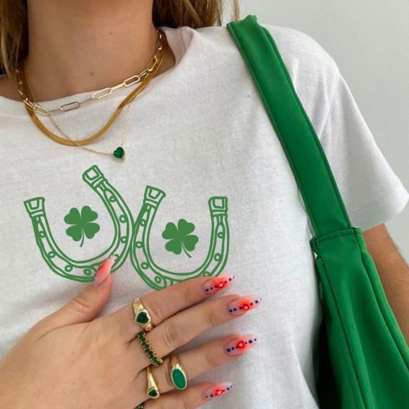 St Patty's Day Shirt, Cowgirl Lucky Horseshoe Trendy Retro Tee, St Paddys Day y2k, 90s Style Tshirt, St. Patrick's Day...