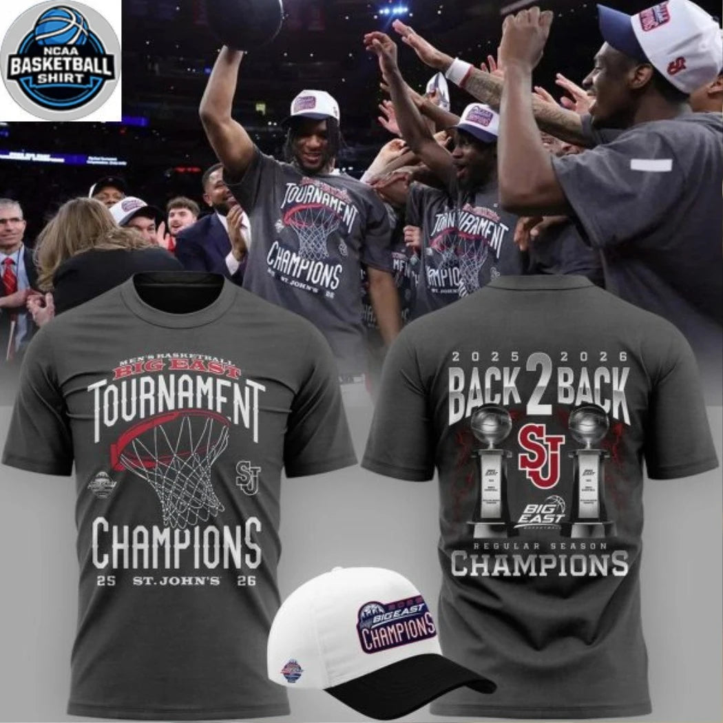 St. John’s University Men’s Basketball Big East Tournament Champions 2026 Back 2 Back Hoodie Shirt
