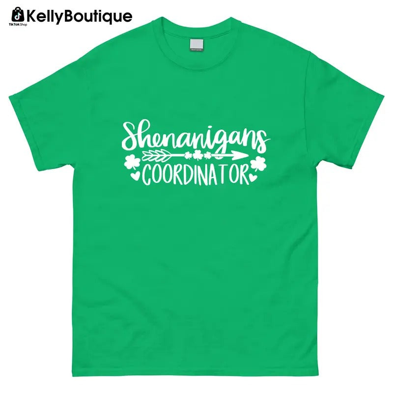 St. Patrick's Day Shenanigans Coordinator Shirt, St. Paddy's Day Lucky Shamrock Irish Pride Printed Unisex Classic Cotton...