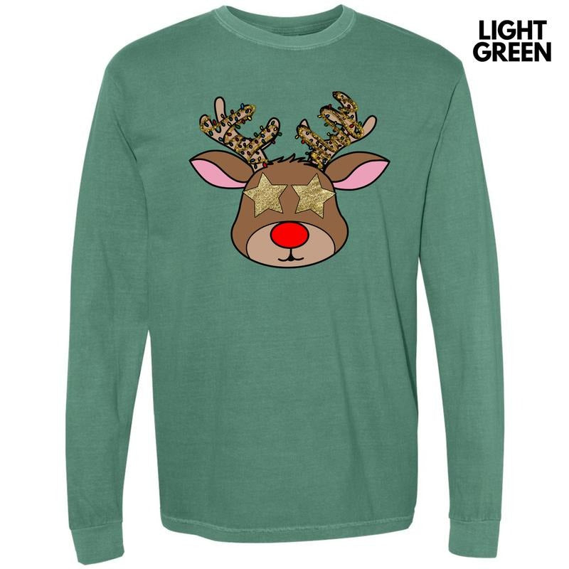 Star Eye Reindeer Long Sleeve Comfort Colors T-Shirt 'NLB' Hoodie, Sweatshirt | HypeCrazeTee.com