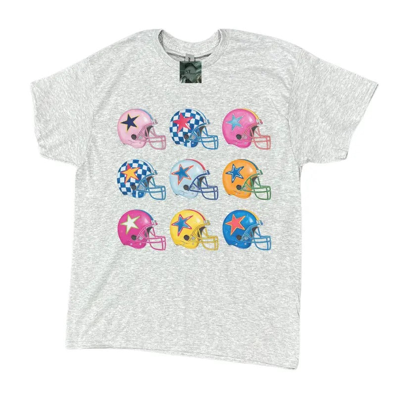 Star Football Helmet T-Shirt Longsleeve lightweight shirt plus sized options Womenswear Cotton Top graphic tees cute...