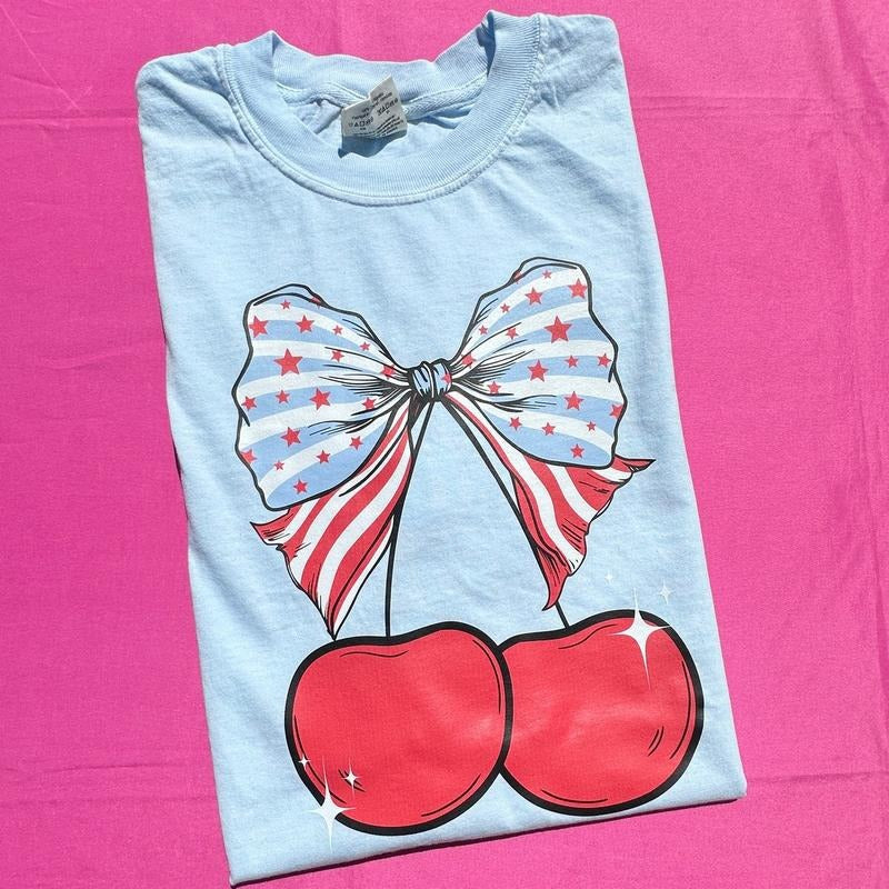 Star Spangled Cherry Coquette Comfort Colors T-Shirt 'NLB' Hoodie, Sweatshirt | HypeCrazeTee.com