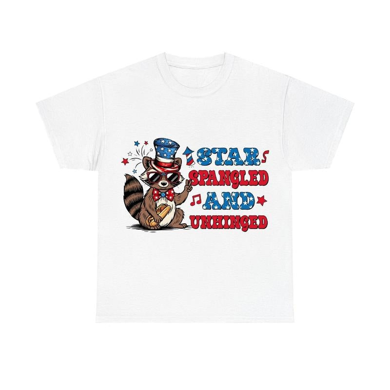 Star Spangled and Unhinged  Patriotic Raccoon 4th of July Shirt Hoodie, Sweatshirt | HypeCrazeTee.com