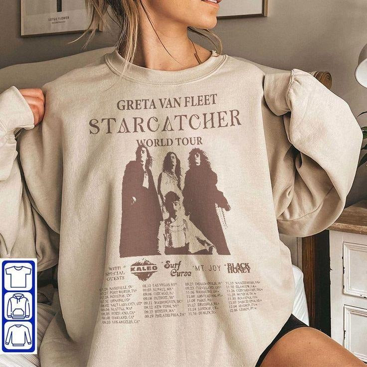 Starcatcher World Tour 2023 Sweatshirt - Greta Van Fleet Fan Merch, Concert Shirt Gift for Fans Hoodie | HypeCrazeTee.com