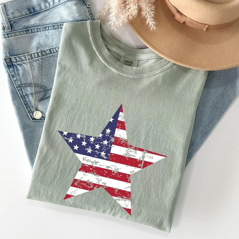 Stars and Stripes, Flag, Patriotic, 4th of July Tshirt, Women's Crew Neck, Crewneck Hoodie, Sweatshirt | HypeCrazeTee.com