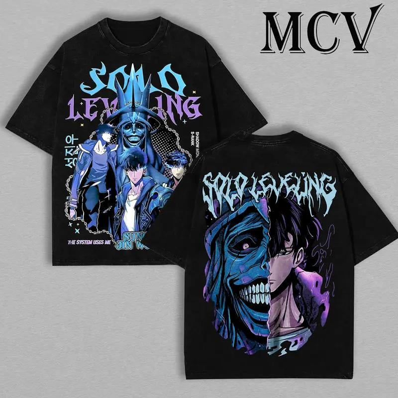 Statue of God T-Shirt - Sung Jin Woo Collection  T-Shirt | Solo Leveling Anime Clothing | Washed  Heavy Cotton Tee |...
