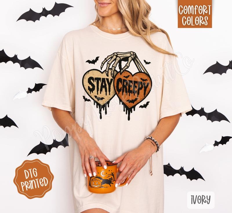 Stay Creepy Shirt Comfort Colors, Trendy Halloween Tshirt Hoodie, Sweatshirt | HypeCrazeTee.com