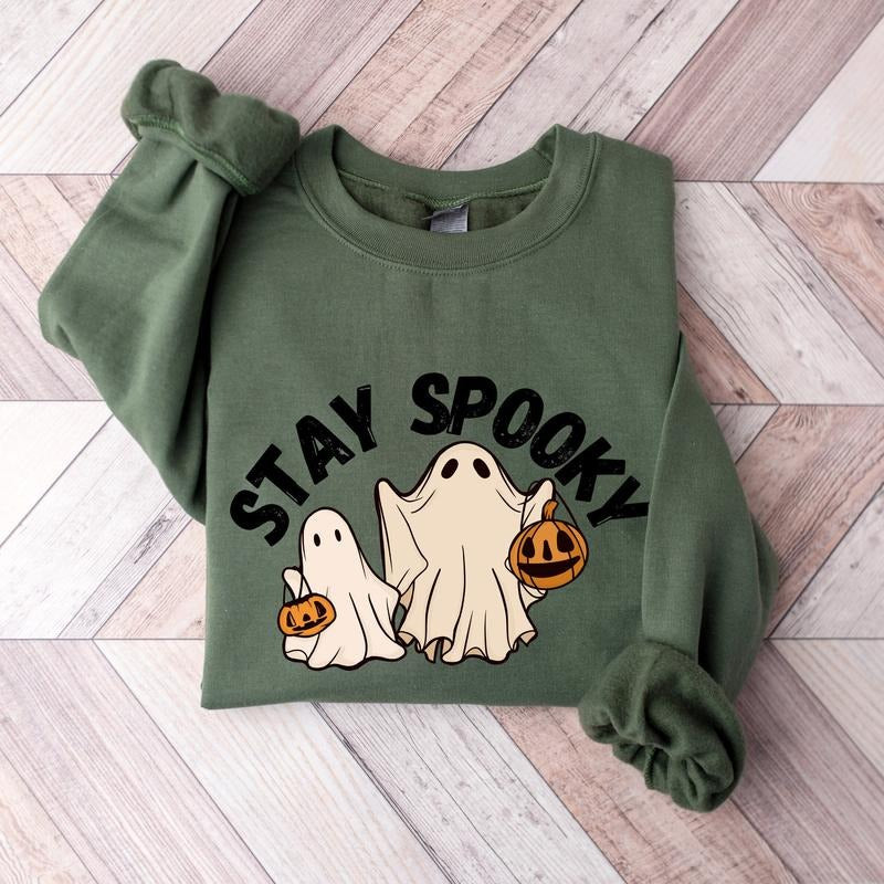 Stay Spooky Sweatshirt, Halloween Sweatshirt, Halloween Ghost Sweatshirt, Women's Halloween Sweatshirt, Spooky Season...