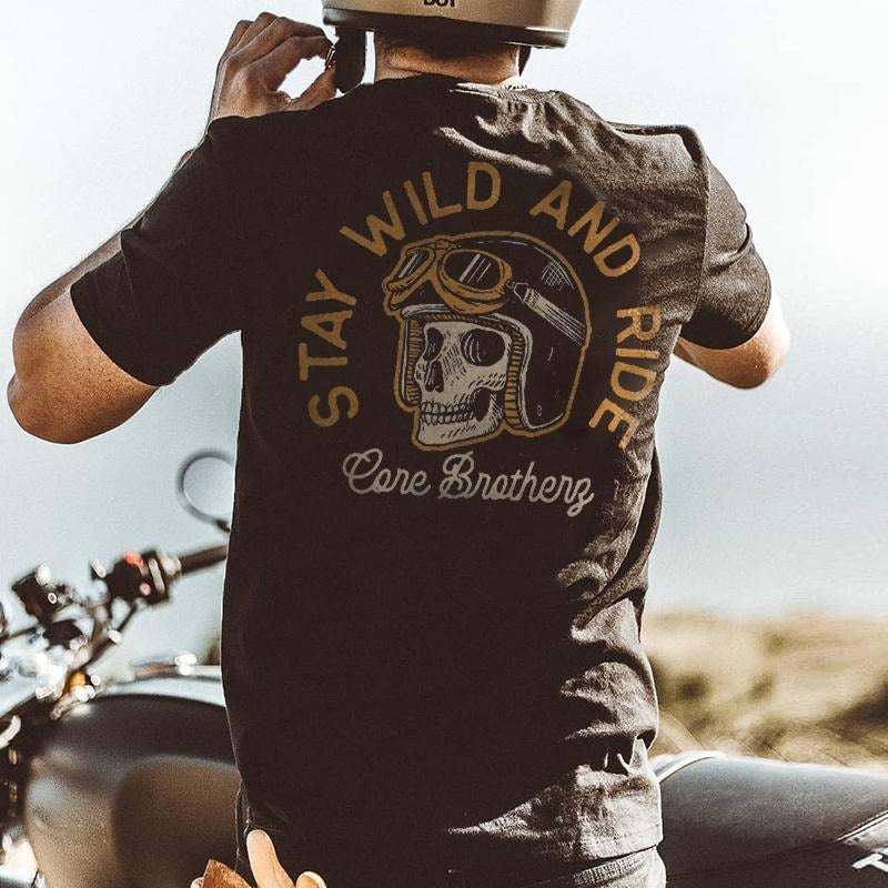 Stay wild and ride SK print designer t-shirt - Naughty Clothes Men Hoodie, Sweatshirt | HypeCrazeTee.com
