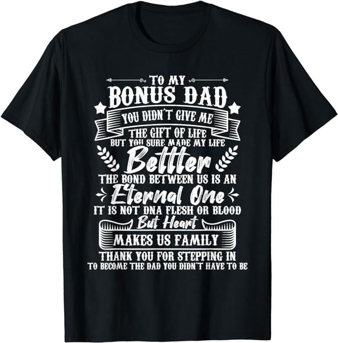 Stepdad T Shirt, Gifts For Stepdad, Thank You For Stepping In To Become The Dad - Stepdad Father T-Shirt Menswear Casual...
