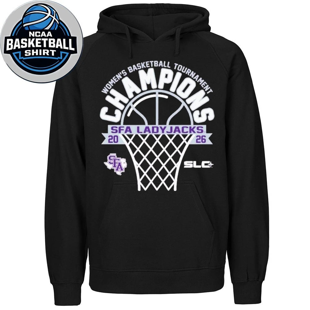 Stephen F Austin Ladyjacks 2026 Southland Conference Women’s Basketball Tournament Champions Logo T-Shirt